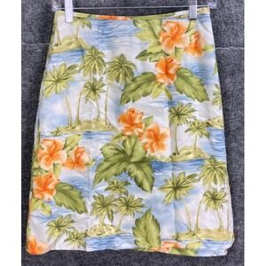 Tommy Bahama Womens‎ Silk Wrap Skirt Size 6 Tropical Island Print Knee Length